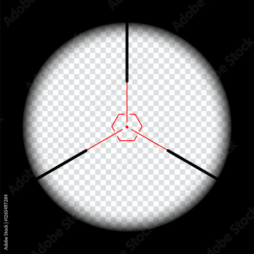 Realistic sniper scope crosshairs view. sniper sight with measurement marks. sniper scope template isolated on transparent background. rifle optical sight.	