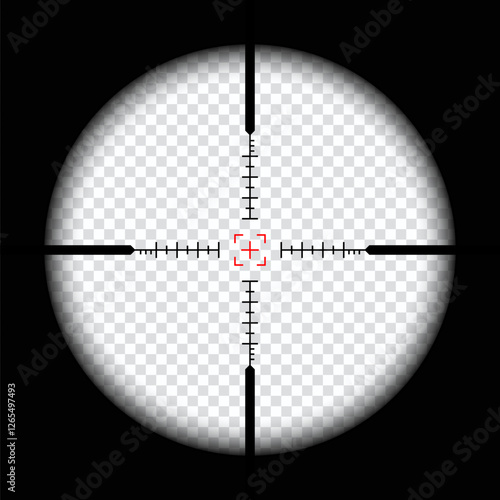 Realistic sniper scope crosshairs view. sniper sight with measurement marks. sniper scope template isolated on transparent background. rifle optical sight.
