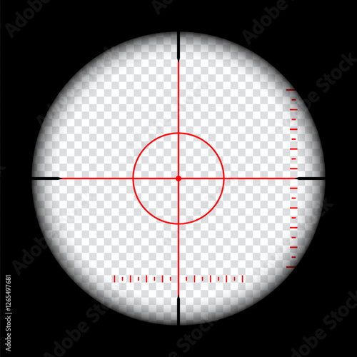 Realistic sniper scope crosshairs view. sniper sight with measurement marks. sniper scope template isolated on transparent background. rifle optical sight.