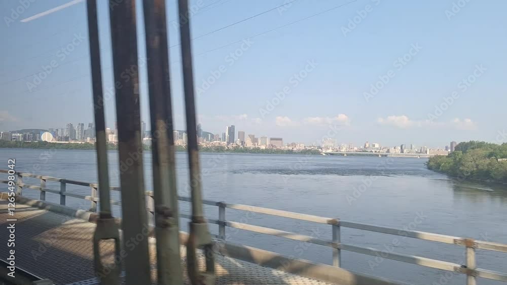 View of Montreal seen from the train View of Montreal seen from the train