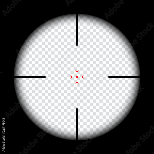 Realistic sniper scope crosshairs view. sniper sight with measurement marks. sniper scope template isolated on transparent background. rifle optical sight.