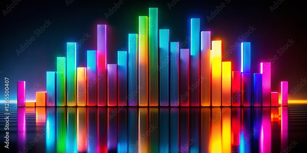 Abstract Chromatic Bar Chart Double Exposure Stock Photo: Vibrant Colors on Black Background Abstract Chromatic Bar Chart Double Exposure Stock Photo: Vibrant Colors on Black Background