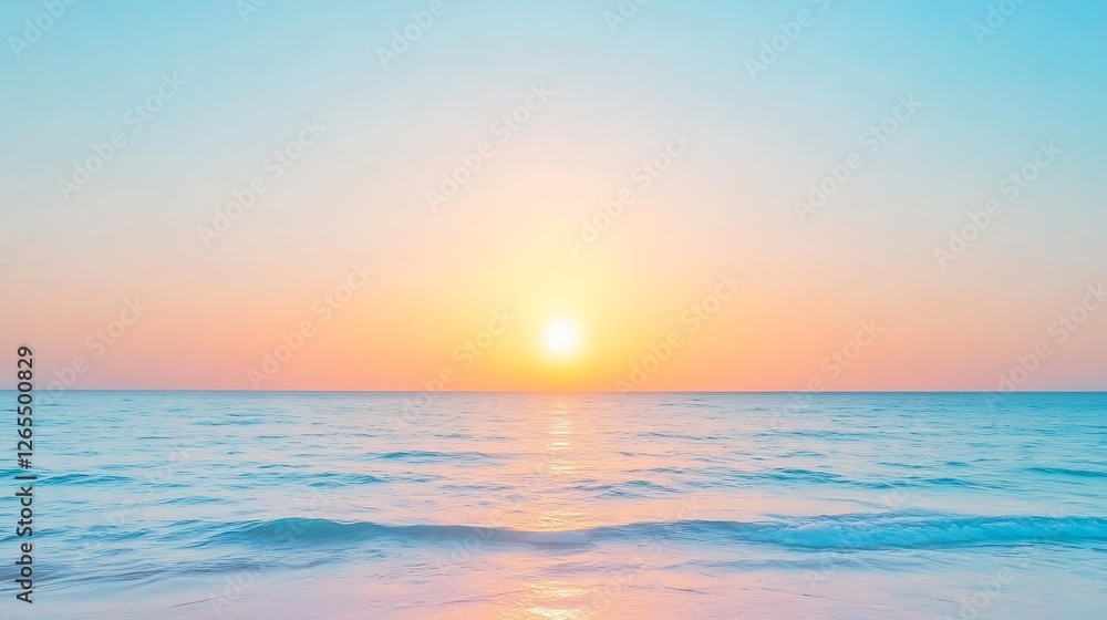 Obraz premium Serene Sunset Over Calm Ocean Waves