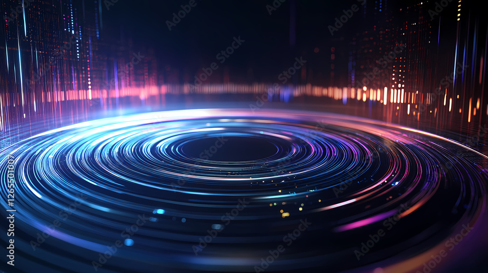 Fototapeta premium Blue Vortex with Red and Purple Rays