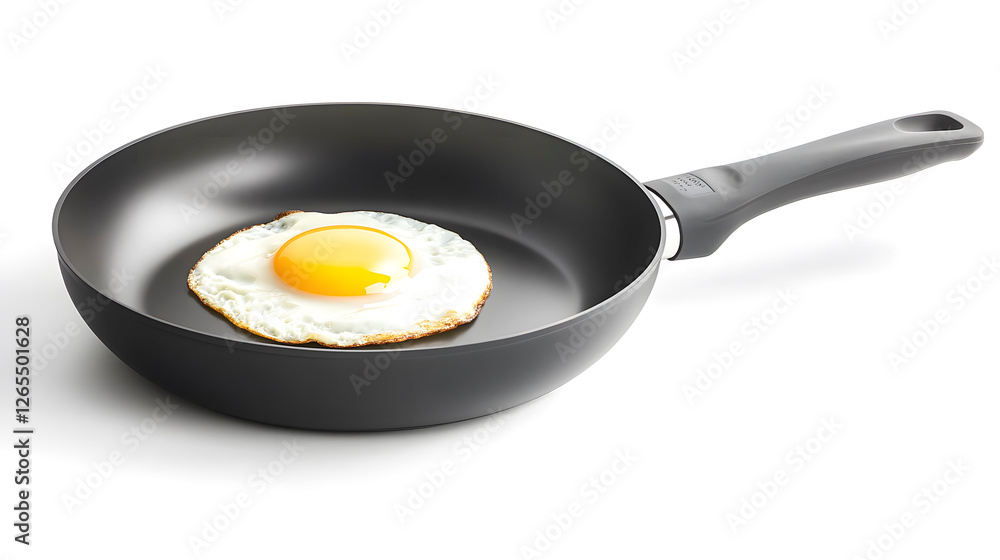 Egg Frying in a Black Nonstick Pan with a Bright Yolk Egg Frying in a Black Nonstick Pan with a Bright Yolk