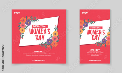 International Women's Day Social Media Post banner design with Colorful Flower vector illustration
