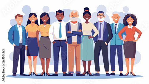 Diverse Business Team Standing Together – Professional Group Illustration