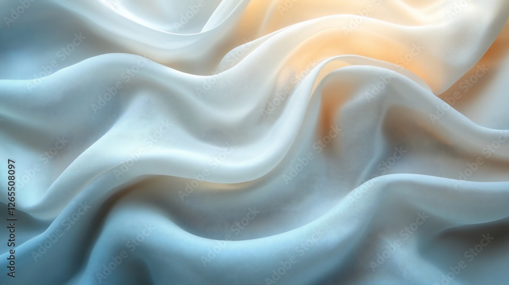 Fototapeta premium Soft, flowing fabric with gentle waves in pastel colors, creating a serene background atmosphere
