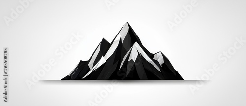A 3D rendering of a mountain range with a black and white color scheme.
