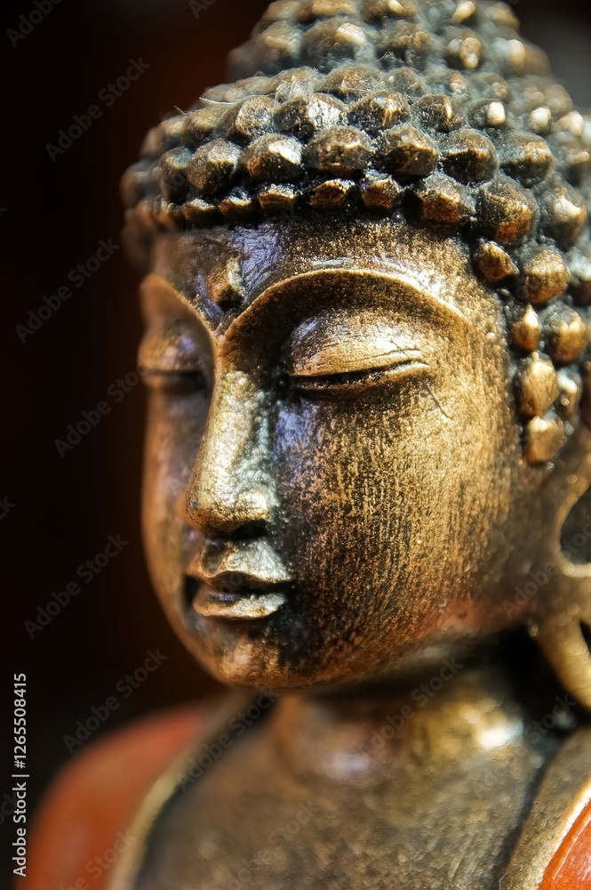 Small bronze statue of the Buddha in Thailand