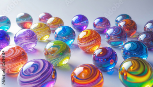 Colorful Glass Marbles Isolated on White Background