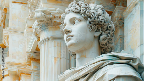 Classical marble sculpture with architectural background photo