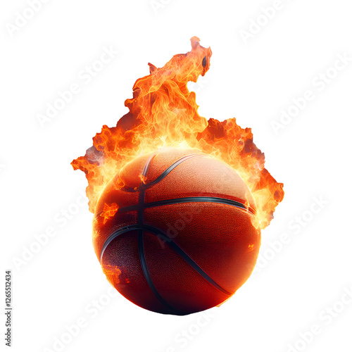 Basketball is on fire isolated on white background