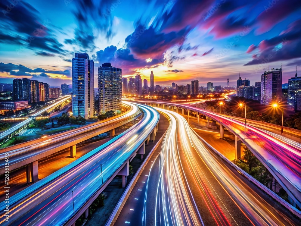 Abstract Night Highway: Fast Motion Light Trails & Urban Speed Blur Abstract Night Highway: Fast Motion Light Trails & Urban Speed Blur