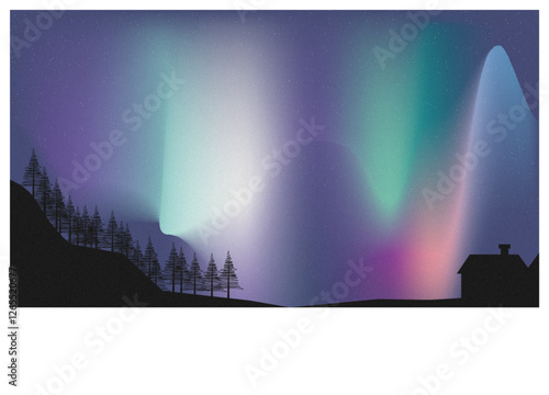 Aurora Landscape with Gradient Grain texture
