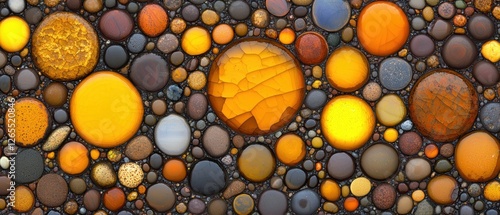 A mosaic of rocks in various colors and sizes.