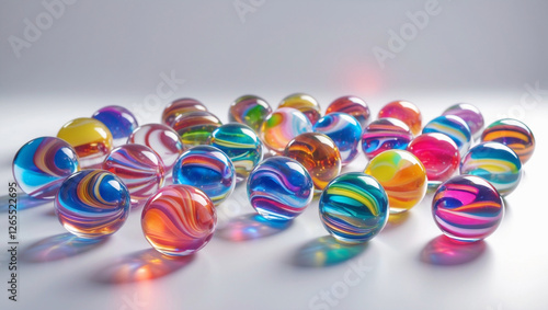 Colorful Glass Marbles Isolated on White Background