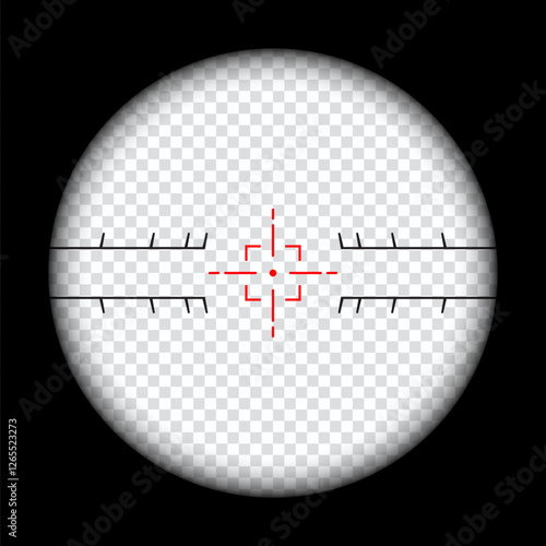 Realistic sniper scope crosshairs view. sniper sight with measurement marks. sniper scope template isolated on transparent background. rifle optical sight.