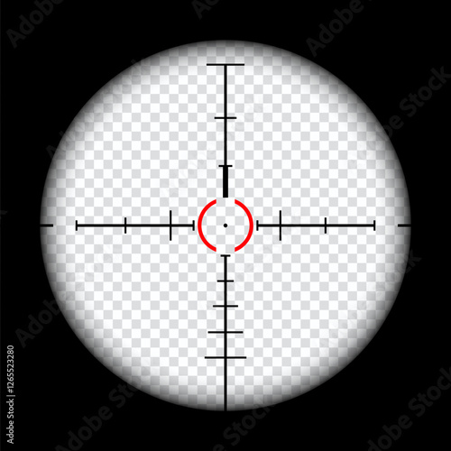 Realistic sniper scope crosshairs view. sniper sight with measurement marks. sniper scope template isolated on transparent background. rifle optical sight.