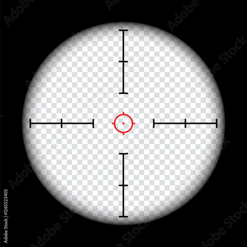 Realistic sniper scope crosshairs view. sniper sight with measurement marks. sniper scope template isolated on transparent background. rifle optical sight.