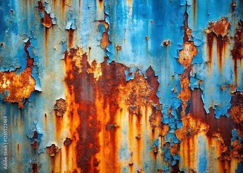 Abstract Vintage Blue Background with Rusty Painted Surface - Long Exposure Photography