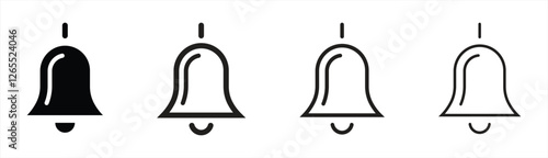 Bell icons collection in two different styles and different stroke. Vector illustration