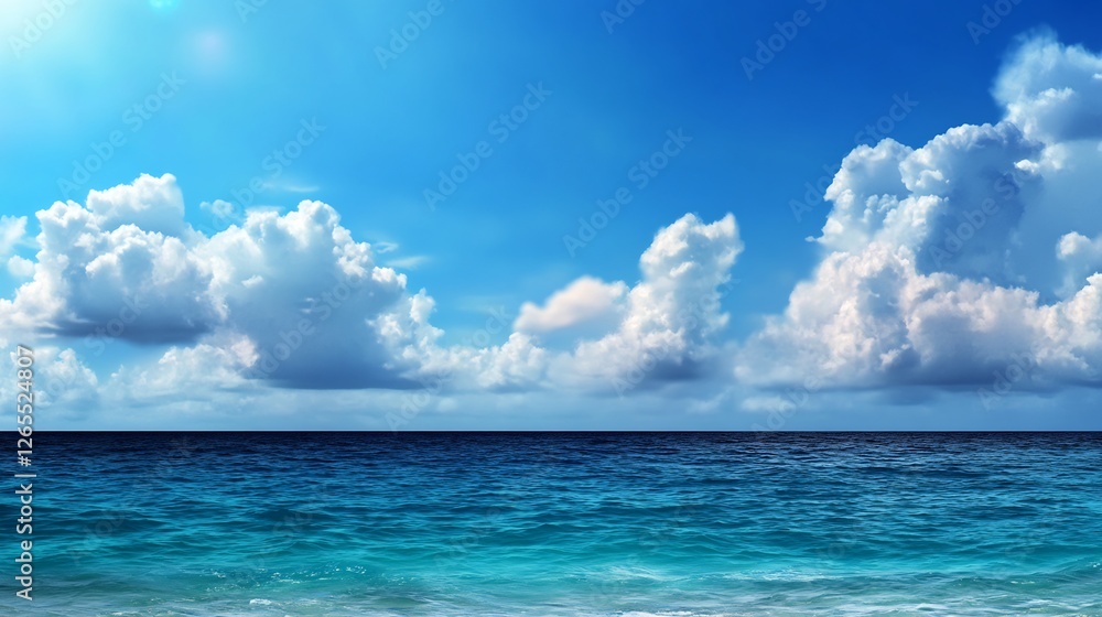 Ocean Serenity: A Breathtaking View of Azure Waters Under a Summer Sky Ocean Serenity: A Breathtaking View of Azure Waters Under a Summer Sky