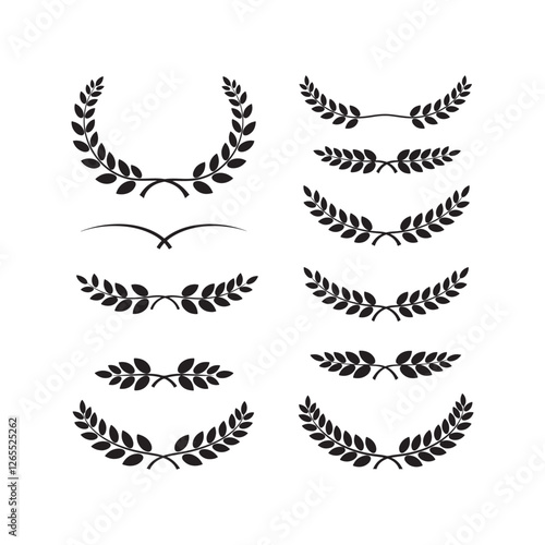 laurel leaf floral wreath logo icons set vector flat design