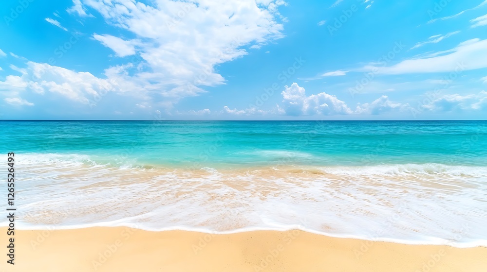 Serene Tropical Beach Scene Under Blue Skies Serene Tropical Beach Scene Under Blue Skies