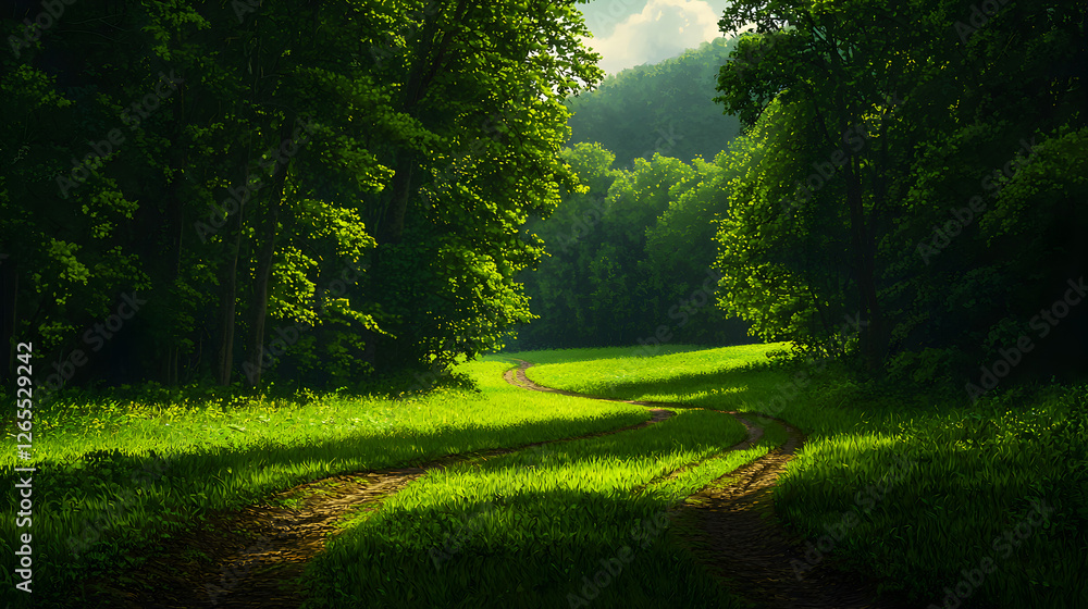 Naklejka premium Sun Dappled Forest Path
