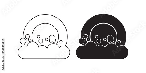outline silhouette dish washing icon set