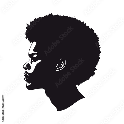 Black afro man silhouette vector illustration