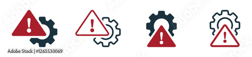 Troubleshoot filled and line vector icons set. Troubleshoot icon designs. Risk management icon