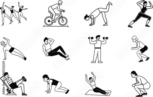 Fitness Activities Cardio, Strength Training, Yoga, and Dance Exercises