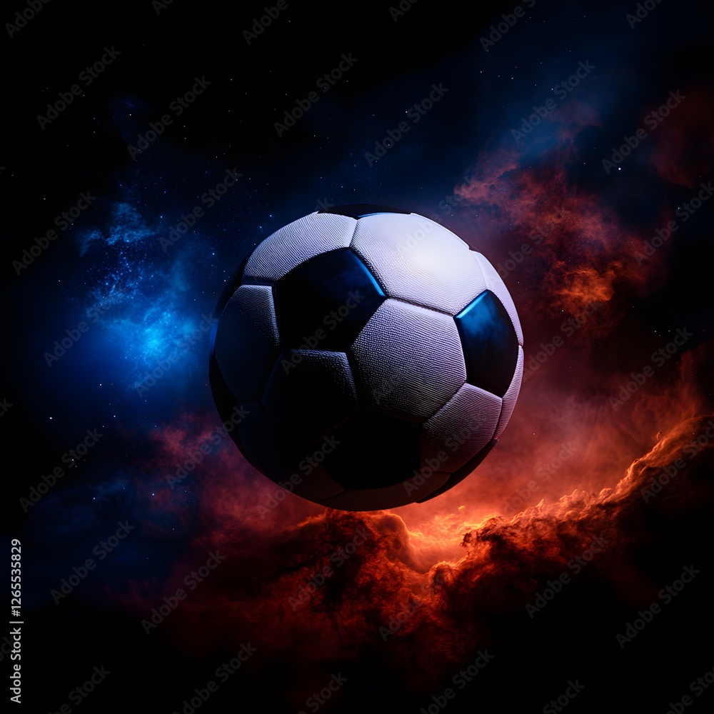 Fototapeta premium photo realistic soccer ball as a planet in space