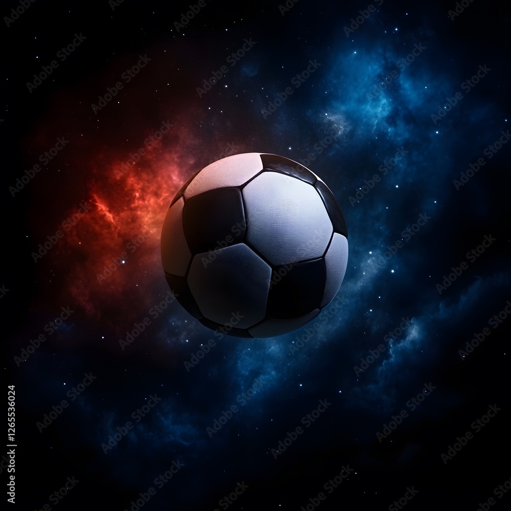 Fototapeta premium photo realistic soccer ball as a planet in space 