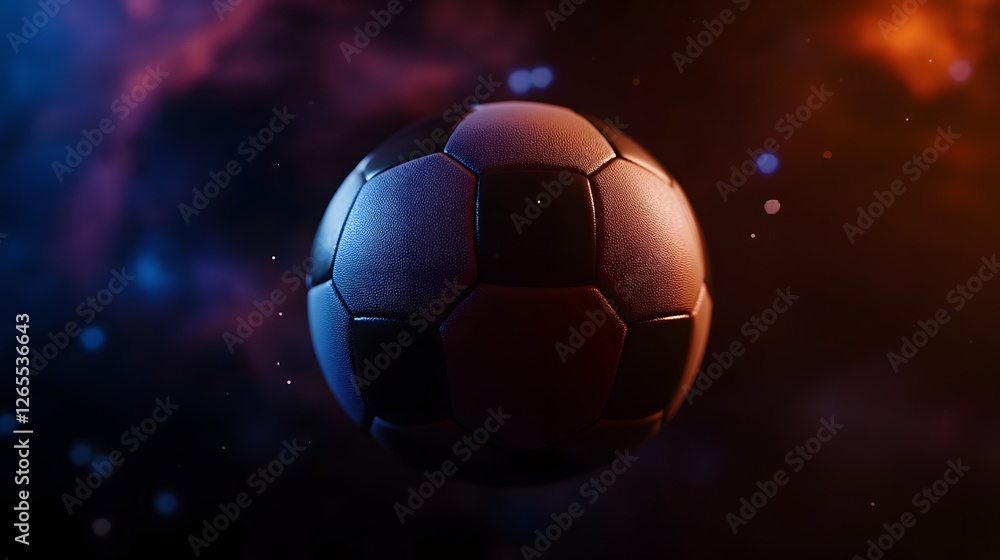 Naklejka premium photo realistic soccer ball as a planet in space 