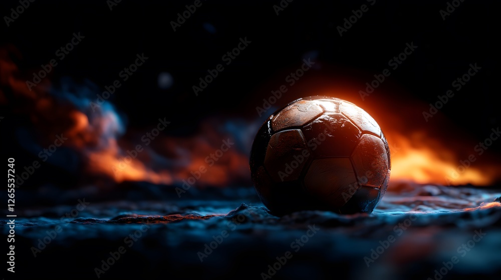 Fototapeta premium photo realistic soccer ball as a planet in space 