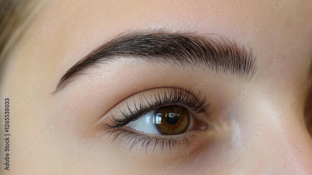 Obraz premium Microblading Eyebrows: Pigment Tattoo Application at Beauty Salon for Face Care