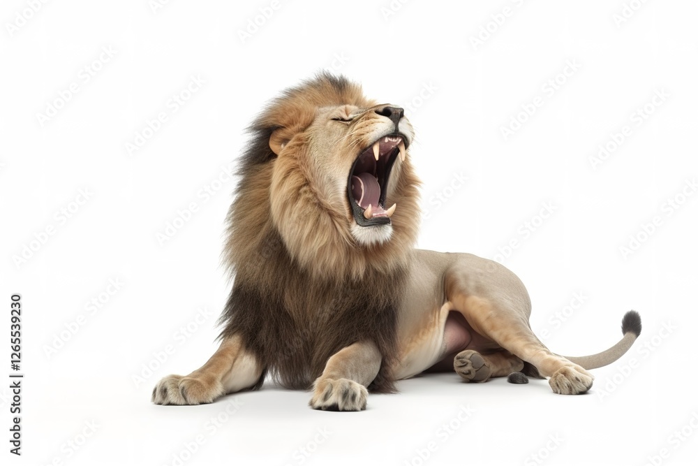 Obraz premium Roaring Lion on White Background
