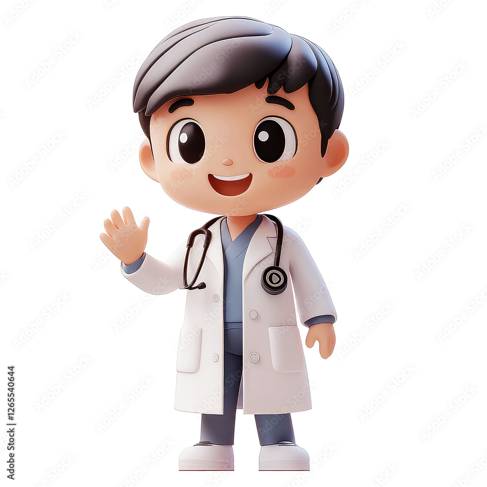 Adorable 3D Cartoon Doctor: A Cute and Friendly Child Character Illustration Adorable 3D Cartoon Doctor: A Cute and Friendly Child Character Illustration