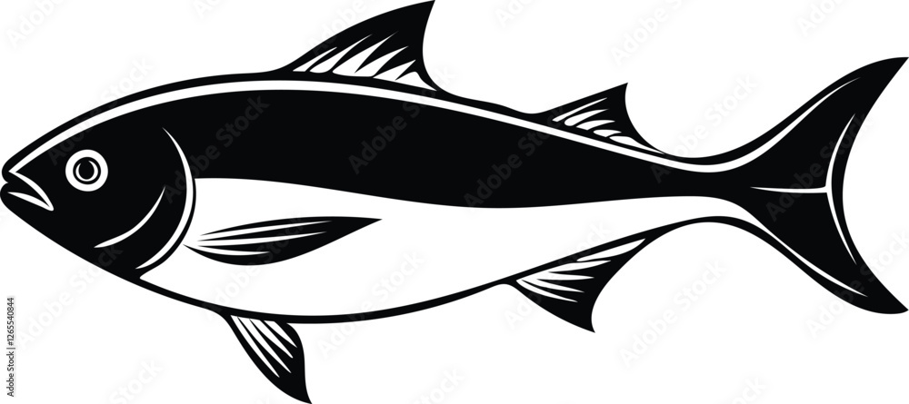 silhouette vector of a fish, fish silhouette silhouette vector of a fish, fish silhouette