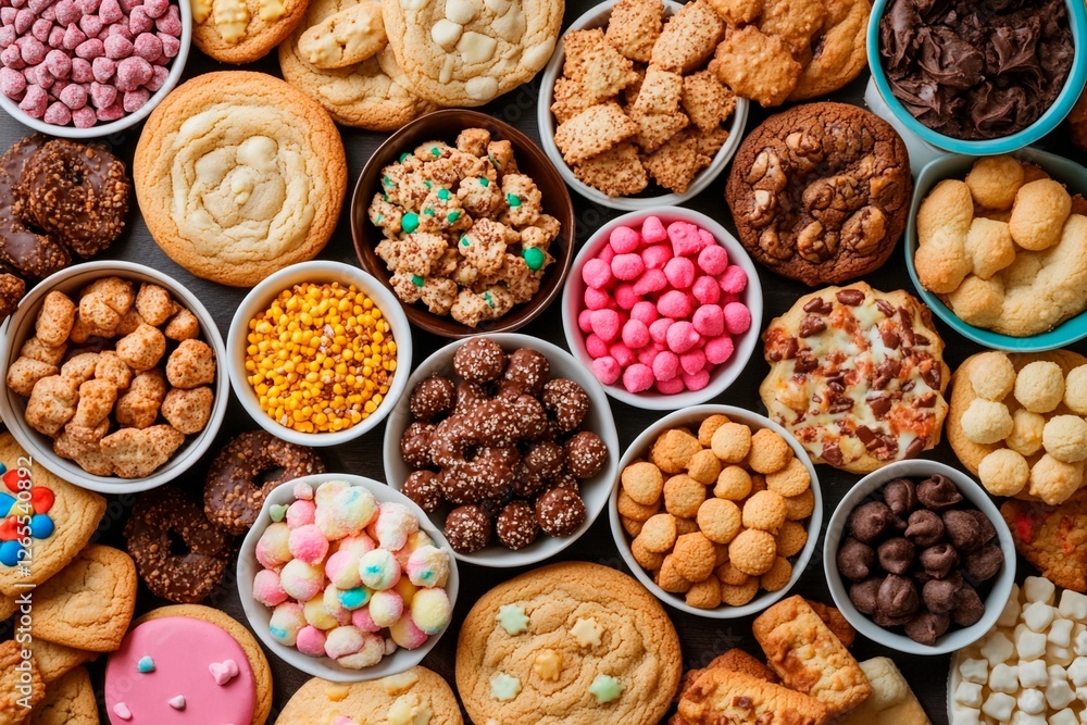 Delightful assortment of cookies and candies at a festive gathering in a cozy kitchen