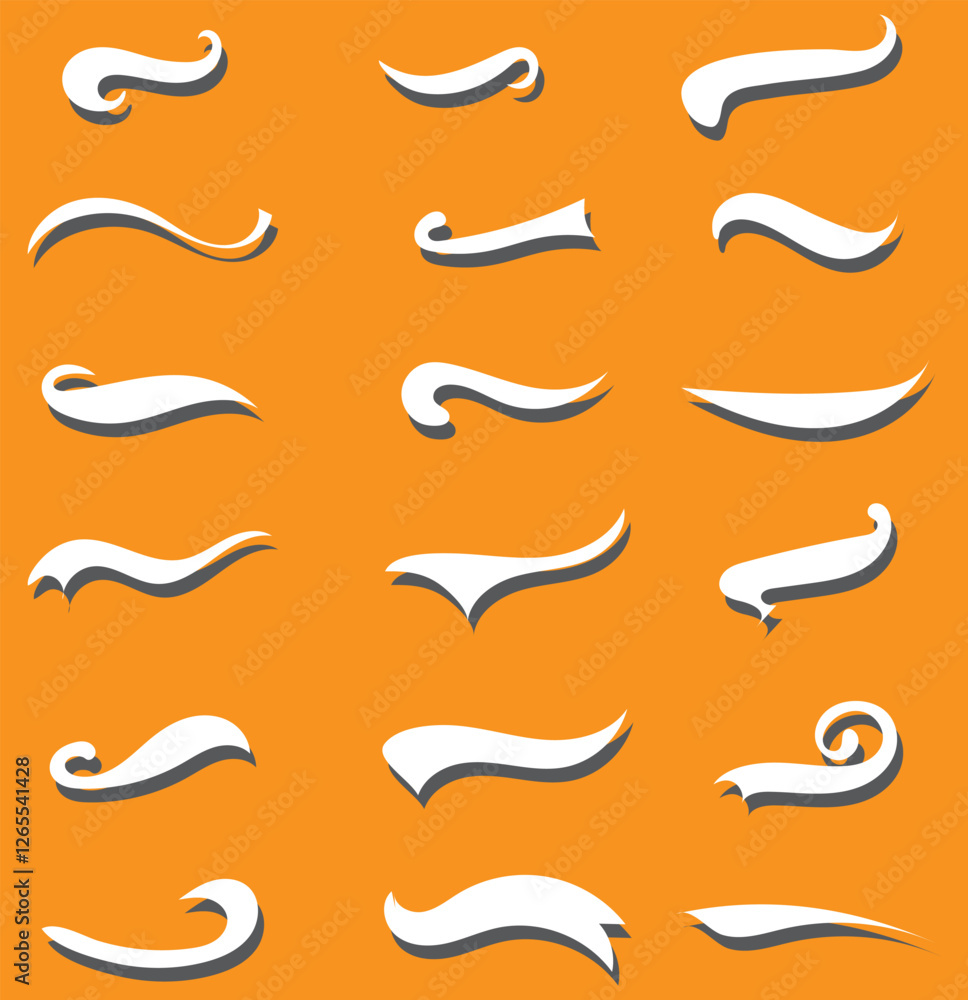 Swoosh and swash tails collection. Swooshes text tail for baseball design. Sports swash underline shapes set in retro style. 1176 Swoosh and swash tails collection. Swooshes text tail for baseball design. Sports swash underline shapes set in retro style. 1176