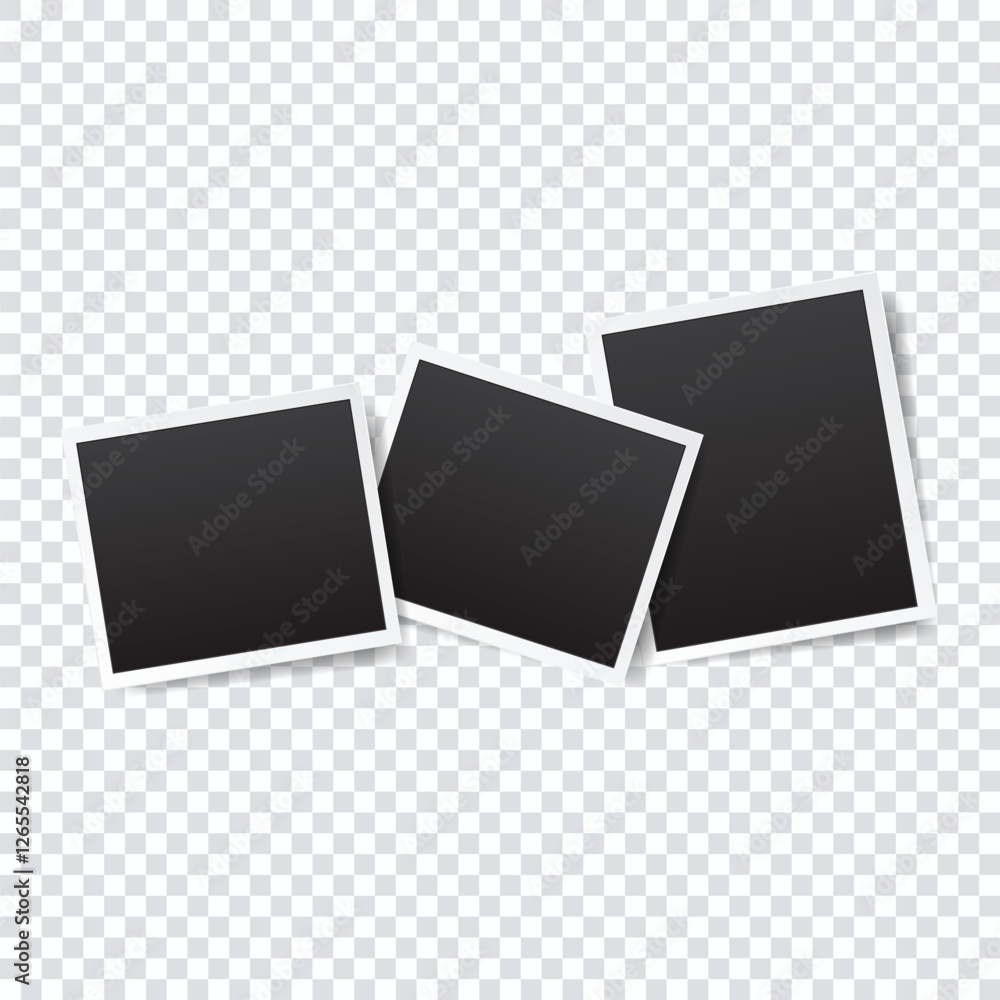Set of empty photo frame with white border and black rectangle element on transparent background. template or mockup decoration for design Set of empty photo frame with white border and black rectangle element on transparent background. template or mockup decoration for design