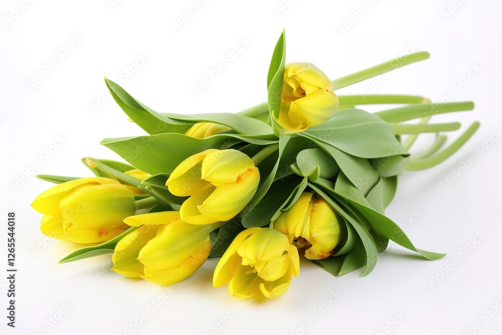 Yellow Tulips Bouquet on White Background Yellow Tulips Bouquet on White Background