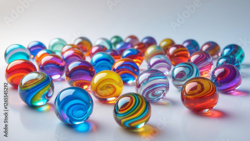 Colorful Glass Marbles Isolated on White Background