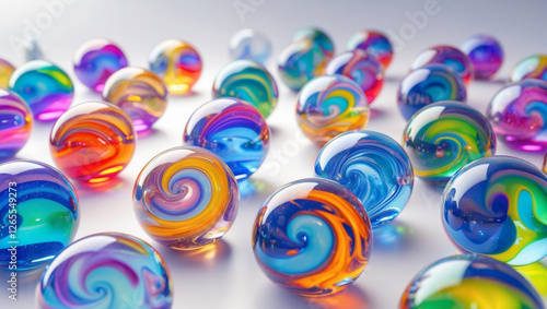 Colorful Glass Marbles Isolated on White Background