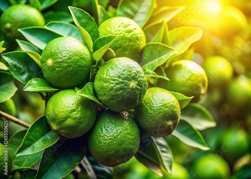 Wallpaper Mural Aerial Drone Shot of Lush Lime Tree Branch Heavy with Ripe, Green Limes - Vitamin C Source Torontodigital.ca