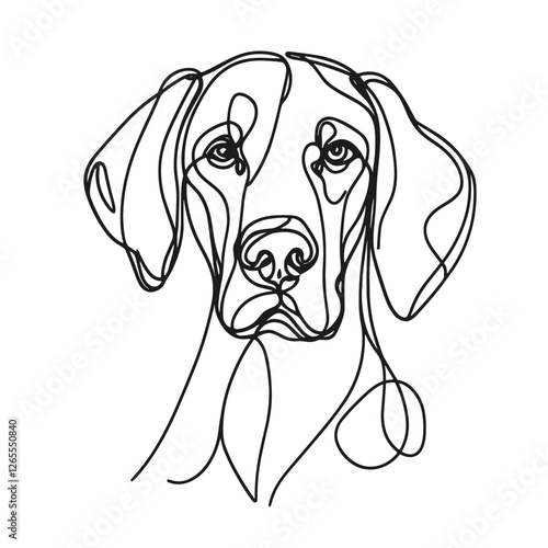 Weimaraner breed Dog Continuous one line drawing, inimalist vector illustration design on white background. Simple line modern graphic style. Hand drawn graphic concept
